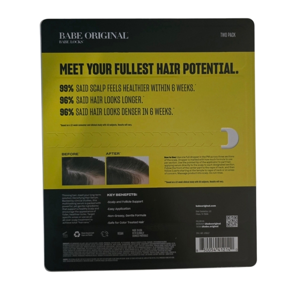 NIB Babe Original Densifying Hair Serum 2 Pack (1.76oz each) - Picture 2 of 5